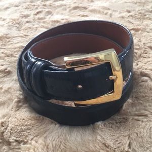 Joan and David Black Calfskin Belt  medium
